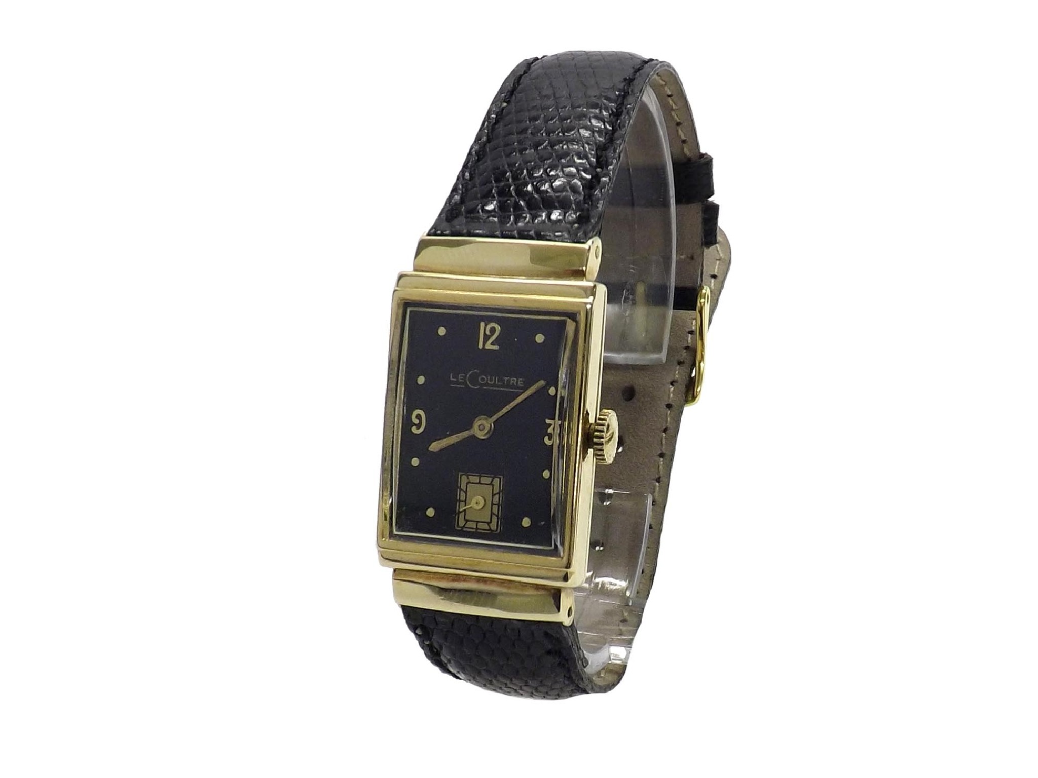 Appraisal: Le Coultre k rectangular gentleman's mid-size wristwatch the black dial