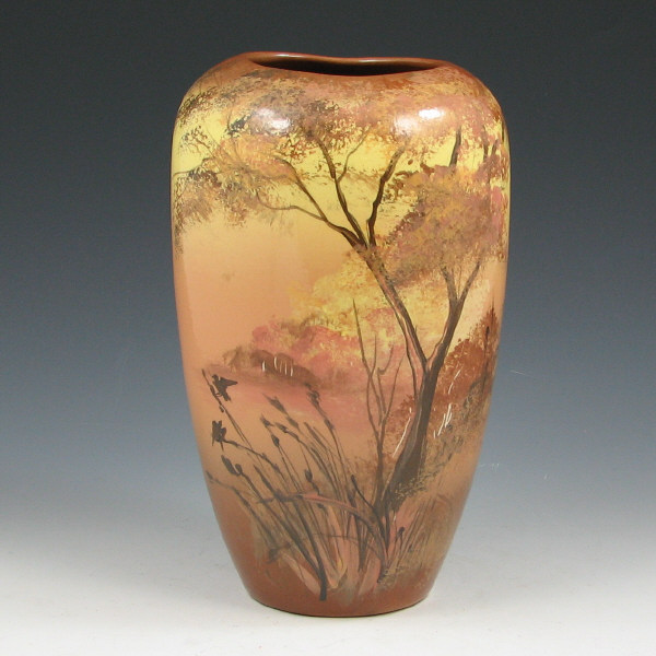 Appraisal: Wisecarver Roseville Harvest Scenic Vase - Mint Rick Wisecarver scenic