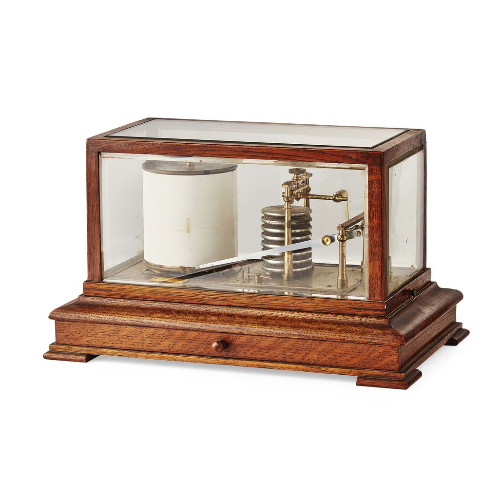 Appraisal: OAK CASED BAROGRAPH BY J BROWN GLASGOW EARLY TH CENTURY