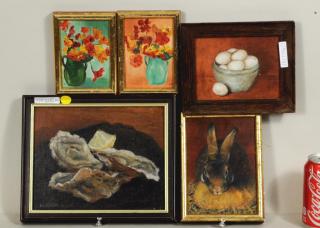 Appraisal: Group Five Small Oil Paintings Group of five small oil