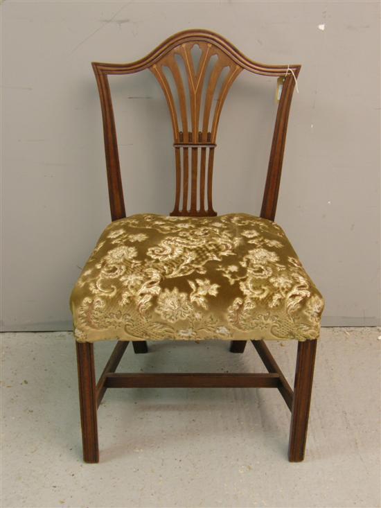 Appraisal: Mahogany and parquetry inlaid dining chair with pierced splat back