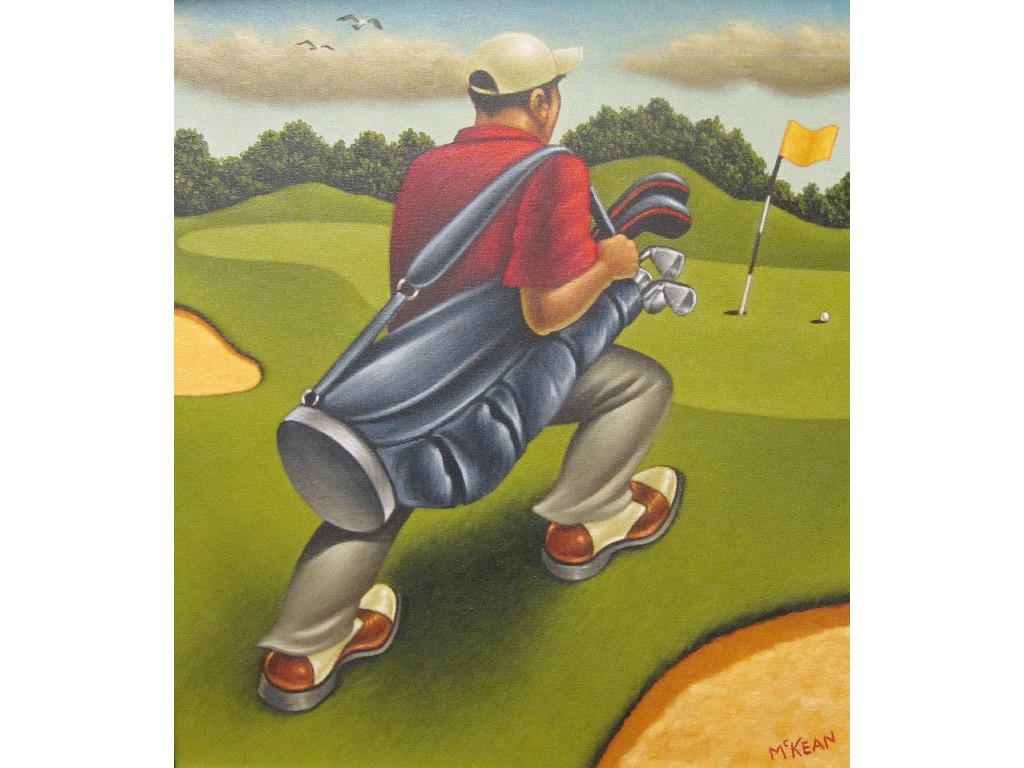 Appraisal: GRAHAM MCKEAN b Oil on canvas 'Golfer' signed x