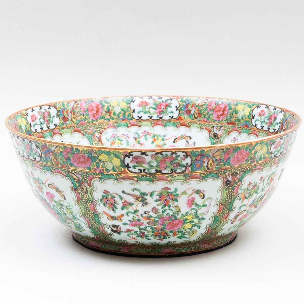 Appraisal: Chinese Export Rose Medallion Porcelain Punch Bowl in diam Master