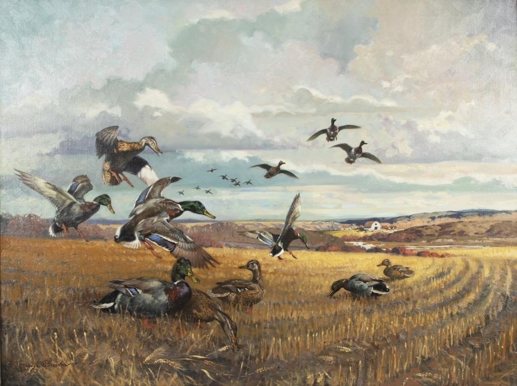 Appraisal: Mallards Gleaning the Stubble signed George Browne lower left oil