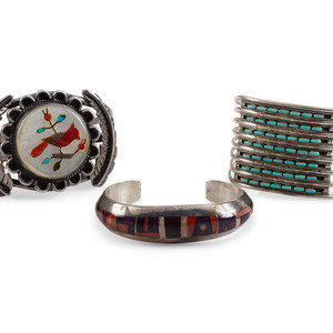 Appraisal: Navajo and Zuni Cuff Bracelets second half th century lot