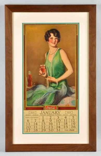 Appraisal: Coca-Cola Calendar Nicely framed and matted under plexiglass Beautiful calendar