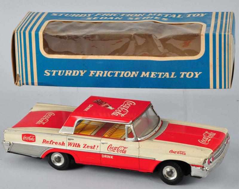 Appraisal: s Tin Friction Coca-Cola Car Toy with O B Description