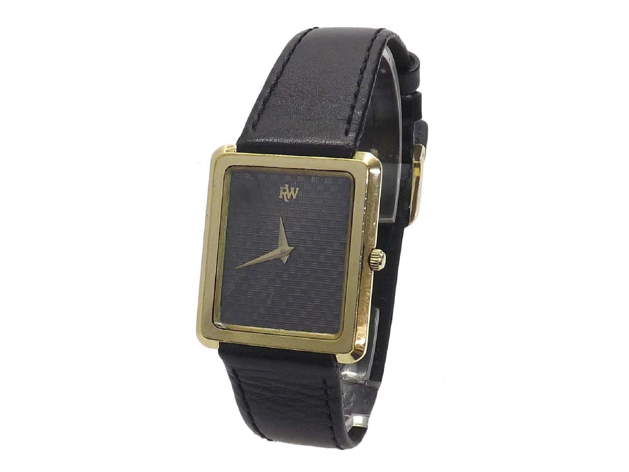 Appraisal: Raymond Weil k gold plated wristwatch ref quartz black leather