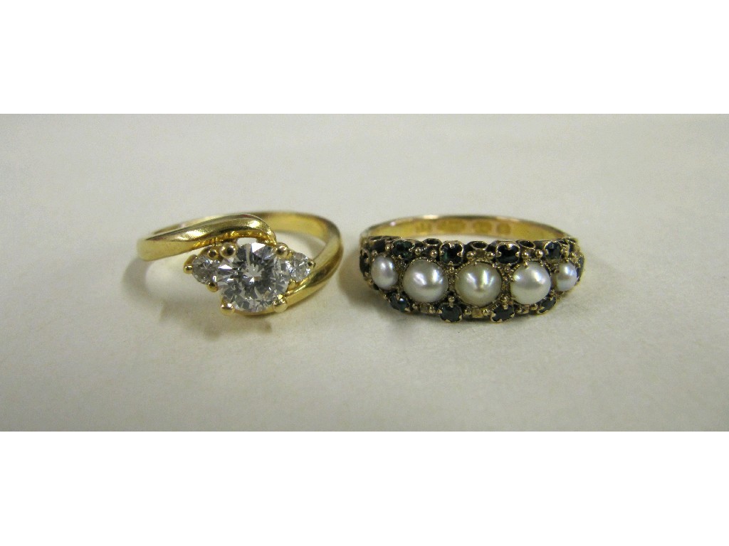 Appraisal: Victorian ct gold pearl and emerald set dress ring and