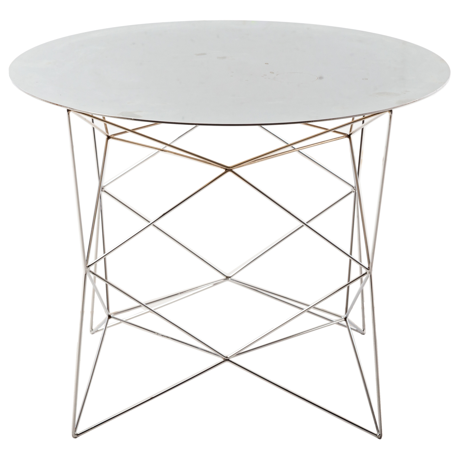 Appraisal: MODERN CHROME SIDE TABLE th century small chrome table with