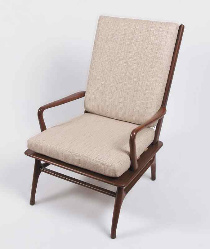 Appraisal: DANISH MODERN OPEN ARM LOUNGE CHAIR Newly upholstered cushion seat