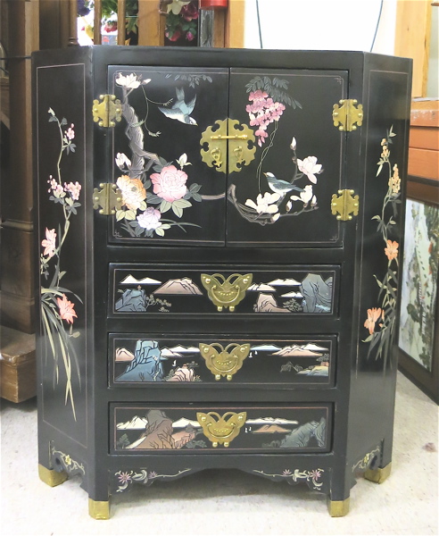 Appraisal: COROMANDEL CORNER CABINET Chinese th century a -door -drawer cabinet