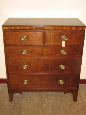 Appraisal: AN OAK CHEST of two short and three long drawers