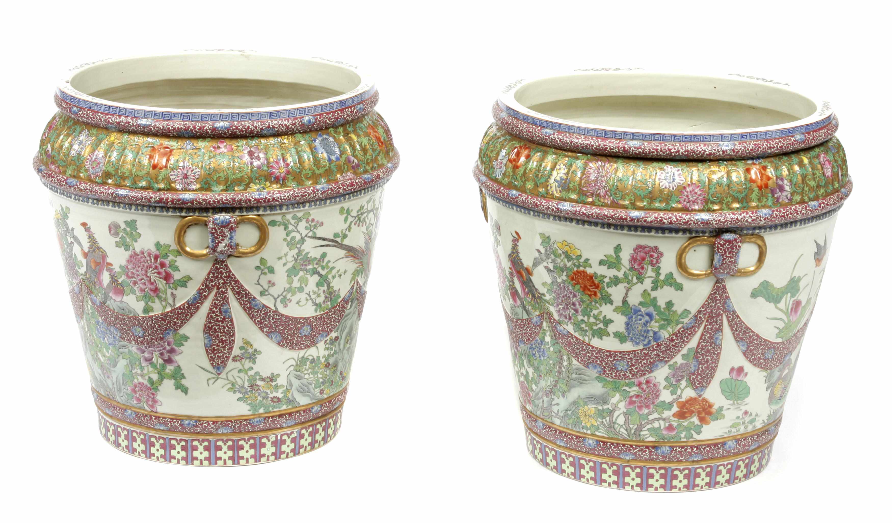 Appraisal: A pair of porcelain jardinires height in diameter in