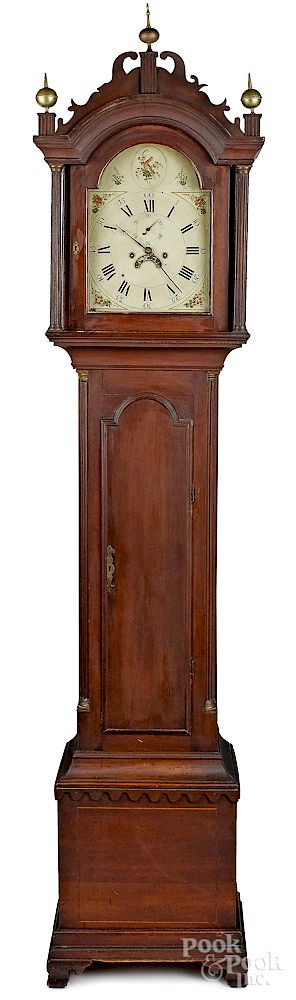 Appraisal: Connecticut Federal cherry tall case clock Exclusive on Bidsquare Connecticut