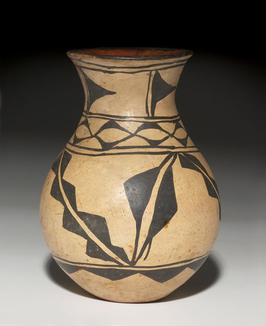 Appraisal: Santo Domingo vase painted geometric designs unmarked w x h