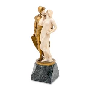 Appraisal: Erich Schmidt-Kestner German - Lovers gilt bronze and carved alabaster