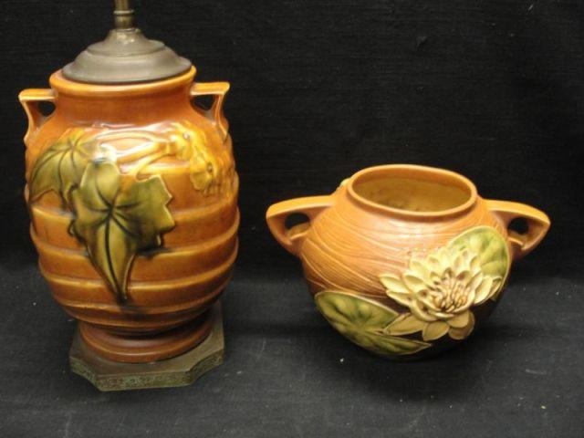 Appraisal: Roseville Pottery Pieces Lamp and Bowl From an Englewood NJ