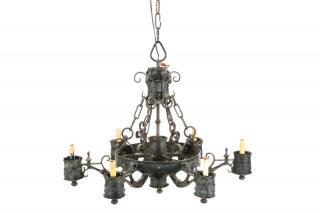 Appraisal: Spanish Colonial Style Wrought Iron Chandelier Continental early th century