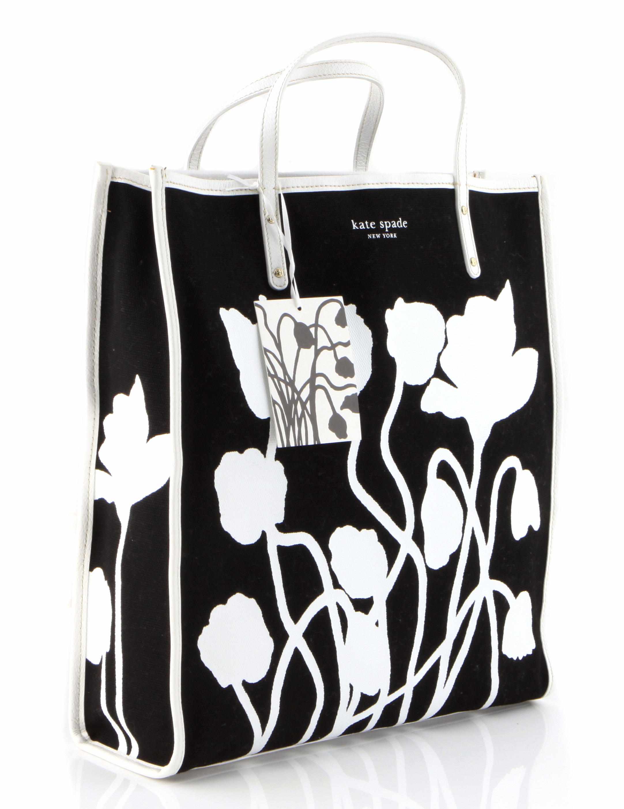 Appraisal: A Kate Spade black and white floral print canvas tote