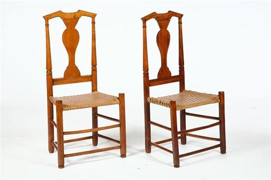 Appraisal: PAIR OF COUNTRY QUEEN ANNE SIDE CHAIRS New England th