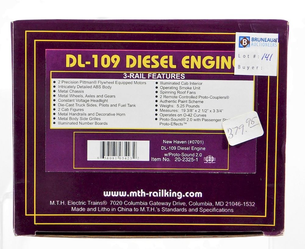 Appraisal: MTH New Haven DL- Diesel Engine Train United States Contemporaray