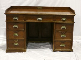 Appraisal: A late th century mahogany ship's captain's pedestal desk bearing