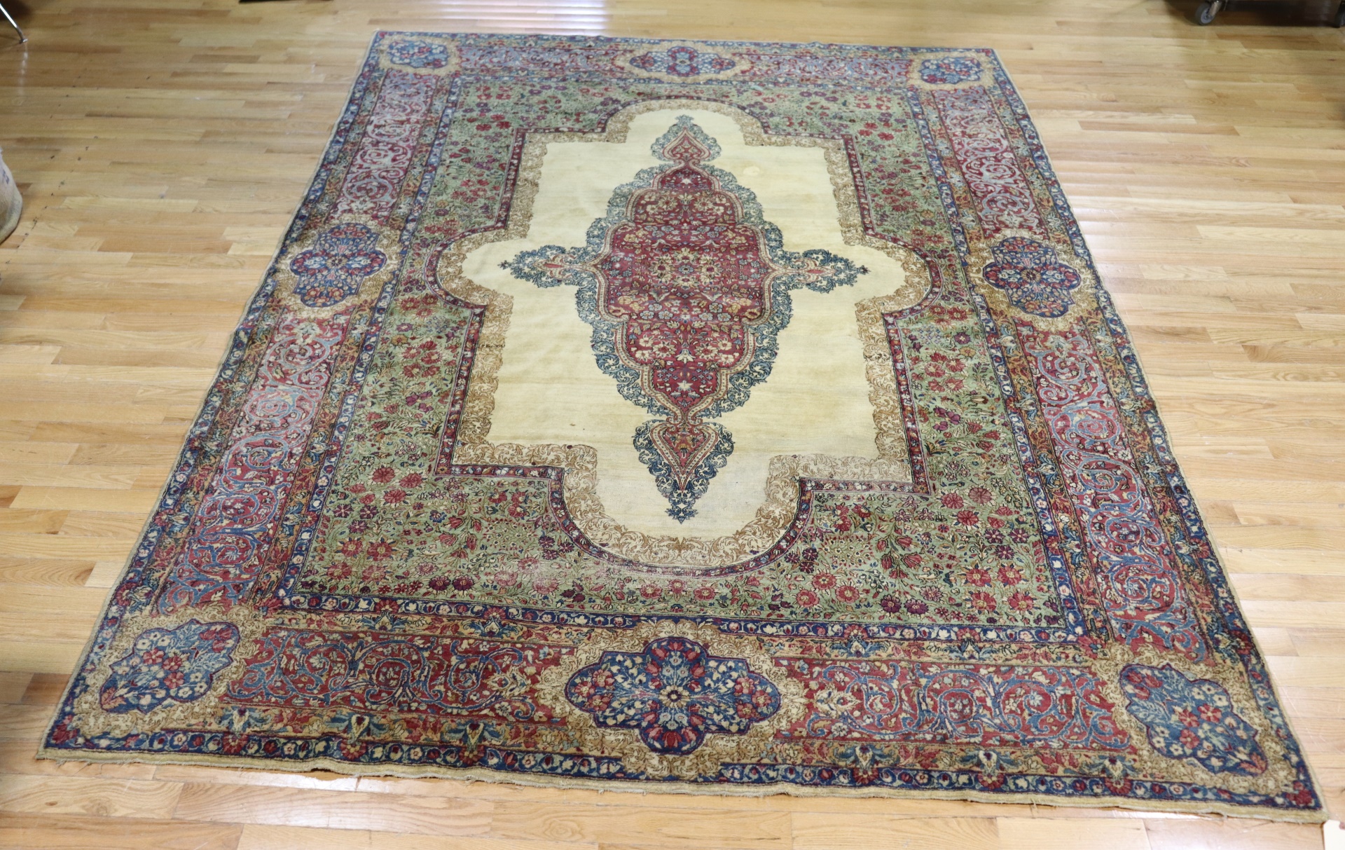 Appraisal: ANTIQUE FINELY HAND WOVEN KERMAN CARPET A very fine weave