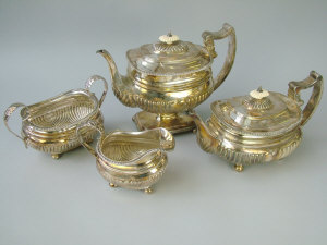 Appraisal: A Regency silver four piece tea set London comprising of