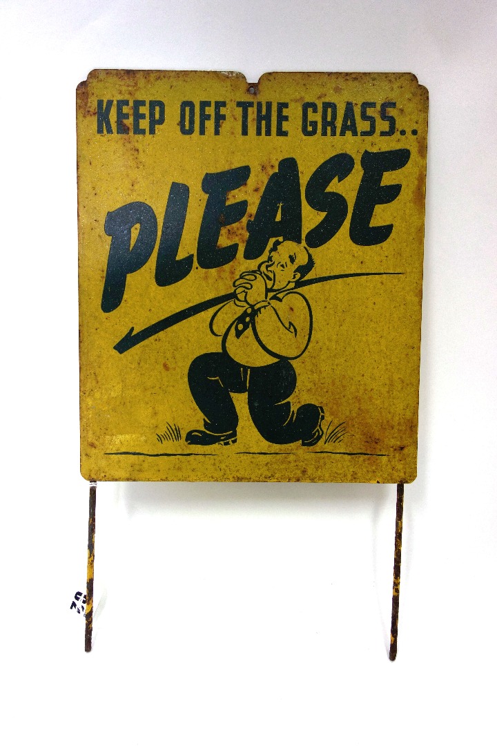 Appraisal: A s lithographed tin sign 'Keep off the grass -