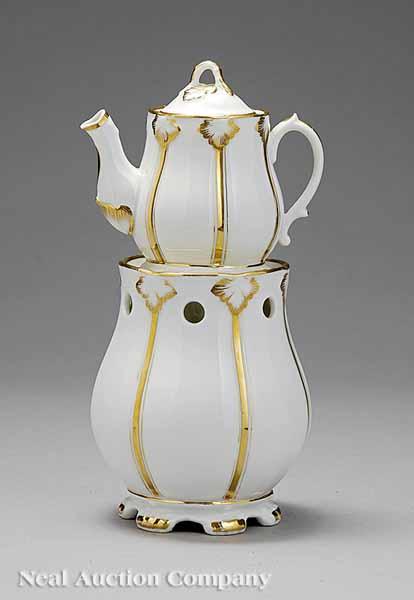 Appraisal: A Paris Porcelain Gilt-Decorated Veilleuse mid- th c lobed with