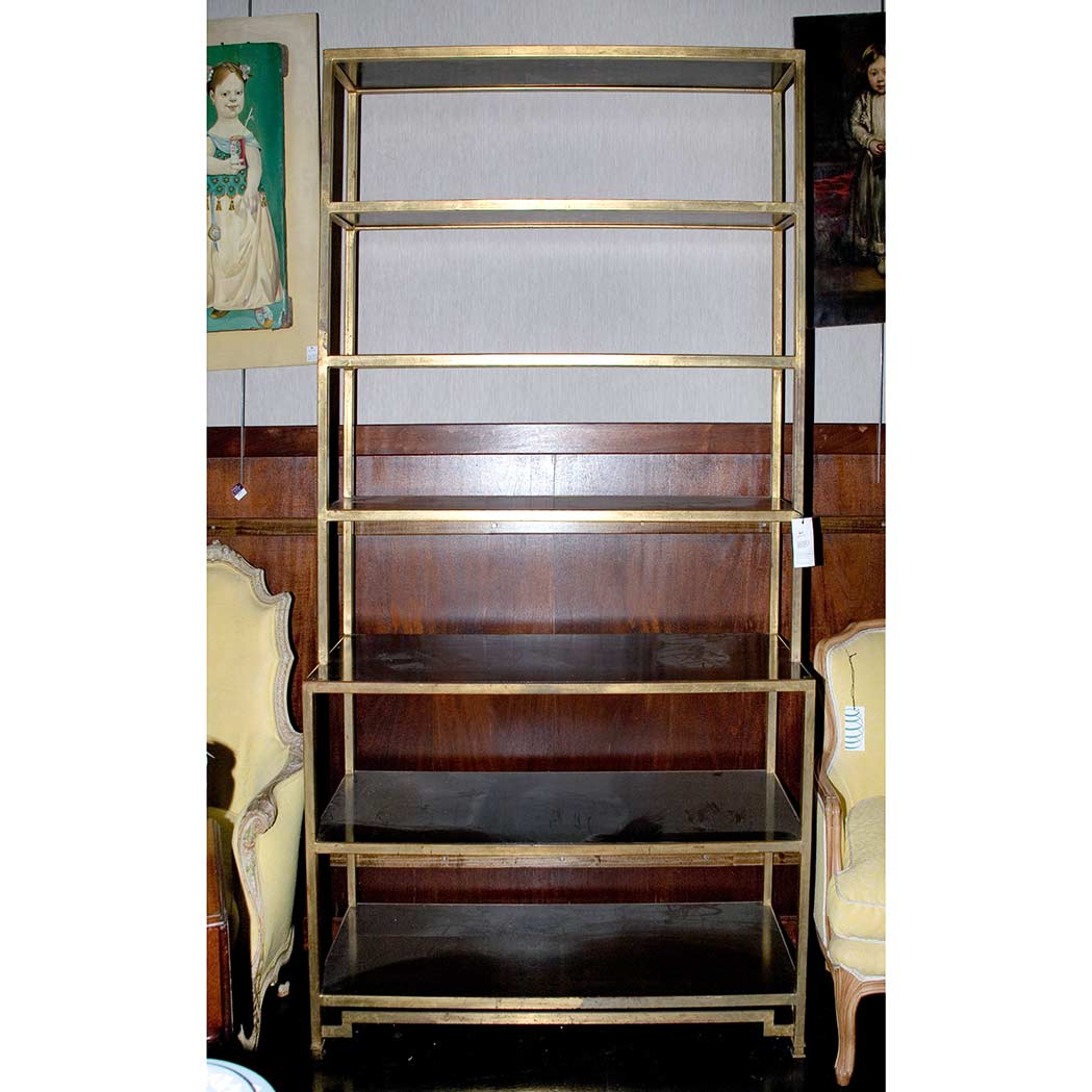 Appraisal: Gold Painted Metal Seven-Tier Buffet Height feet inches depth inches