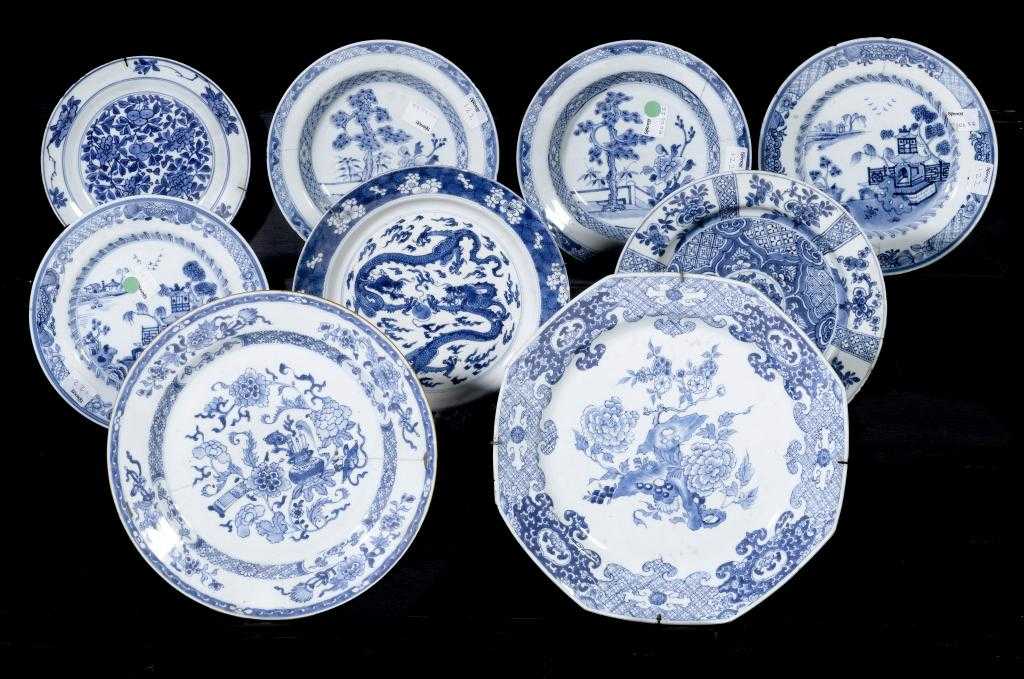 Appraisal: A CHINESE BLUE AND WHITE OCTAGONAL DISH AND EIGHT OTHER