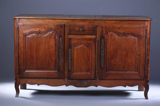 Appraisal: FRENCH PROVINCIAL LOUIS XV STYLE WALNUT BUFFET th Century Rectangular