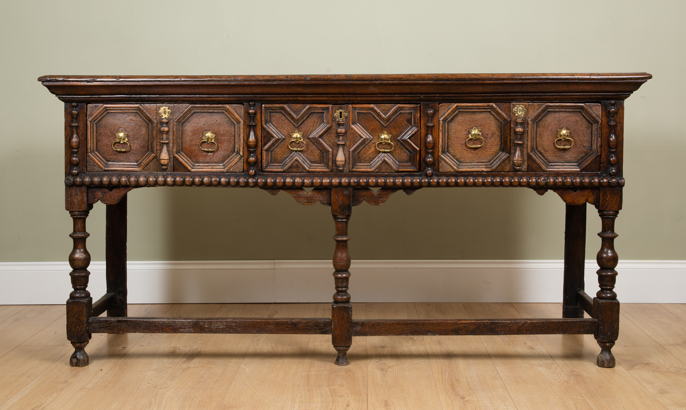 Appraisal: A late th century oak North Country dresser the three