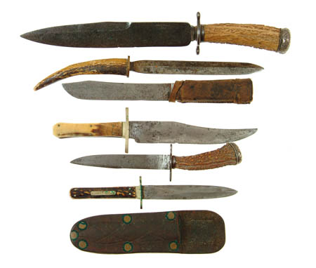 Appraisal: LOT OF KNIVES clip point Bowie knife marked CORSAN DENTON