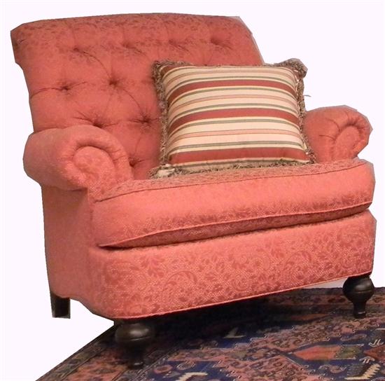 Appraisal: Ethan Allen arm chair with red textured upholstery button tufted