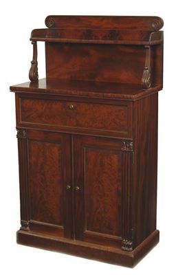 Appraisal: A William IV mahogany chiffonier the raised back with carved