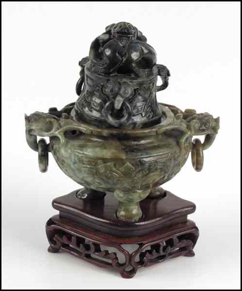 Appraisal: JADE COVERED URN Provenance The Collection of G Jules Marder