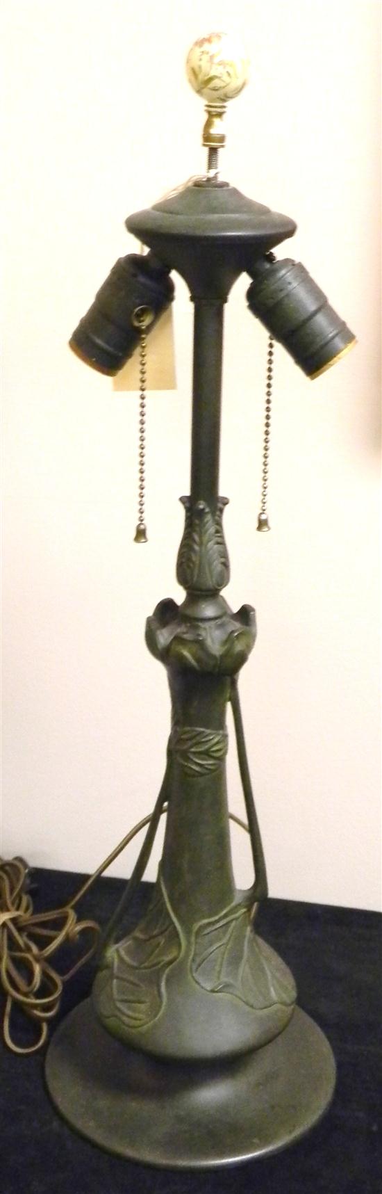 Appraisal: Bronze lamp base '' with fixture lily pad motif