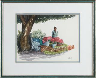 Appraisal: Cole The Flower Seller th c watercolor si Cole The