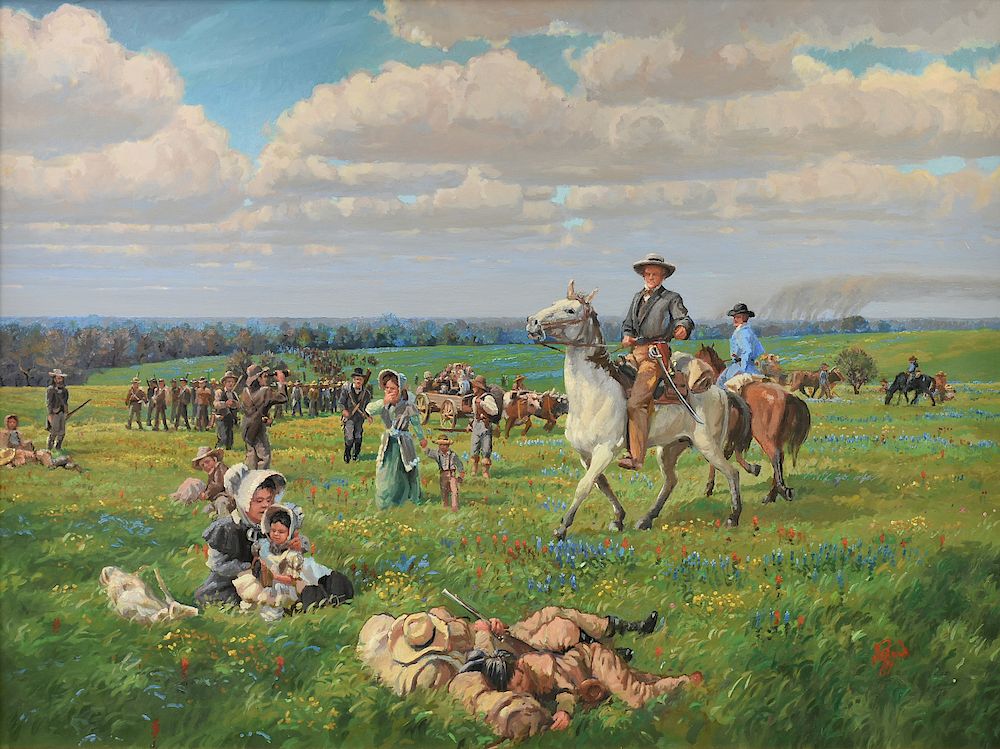 Appraisal: LEE JAMISON b A PAINTING Sam Houston Counting the Troops