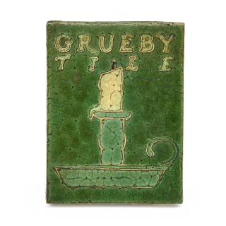 Appraisal: GRUEBY Promotional tile GRUEBYPromotional tile with burning candle Boston MA