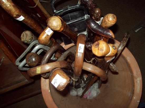 Appraisal: FOUR BUNDLES OF TWENTY ONE ASSORTED ANTIQUE WALKING STICKS AND