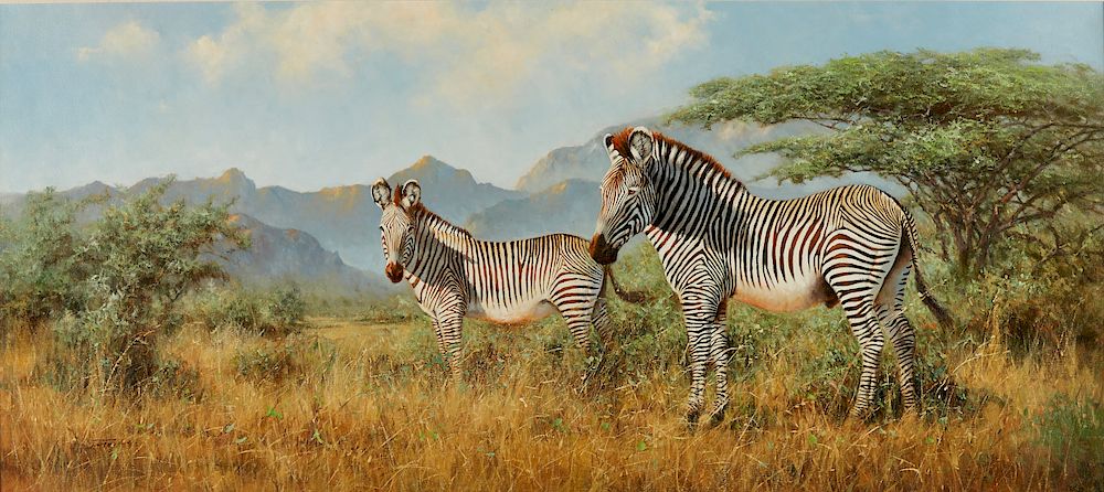 Appraisal: Eric Forlee Zebra Painting Oil on Canvas Eric Forlee b