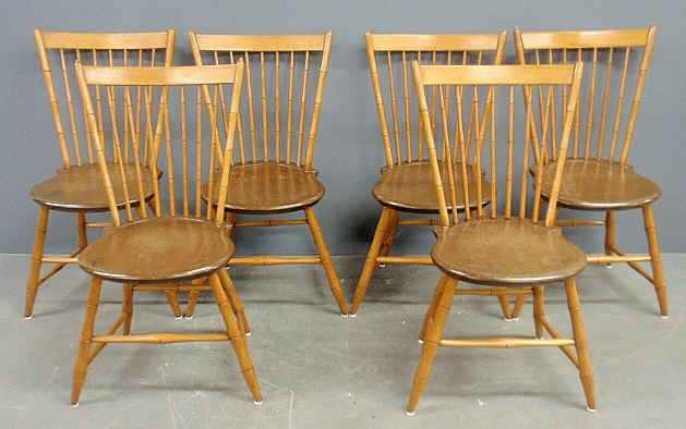 Appraisal: - Set of six bamboo Windsor side chairs c h