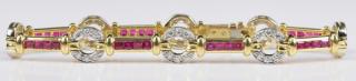 Appraisal: Ruby and Diamond K Link Bracelet Ruby and diamond bracelet