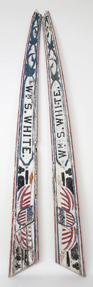 Appraisal: Pair of Wm S White Carved And Painted Trailboards th