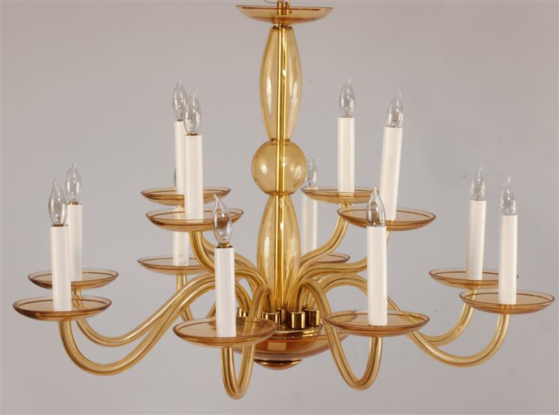 Appraisal: TWELVE-LIGHT CHANDELIER BOHEMIA Glass electrified x in diam Estimate -