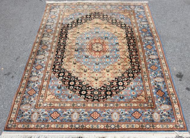 Appraisal: Finely Woven Vintage Handmade Carpet Nice Mostly blue center medallion